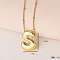 Simple and Stylish Brass Letter Pendant Satellite Chain Necklaces for Women Men, Golden, Letter S, 16.14 inch(41cm)