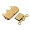 304 Stainless Steel Box Clasps, Rectangle, 3-Strand, 6-Hole, Real 18K Gold Plated, 9x19.5x2.5mm, Hole: 1.2/1.6mm