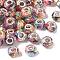 Transparent Resin Rondelle European Beads, with Donut Paillette & Platinum Tone Brass Cores, Large Hole Beads, Colorful, 14x8.5mm, Hole: 5mm