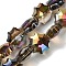 Electroplate Transparent Glass Beads, Star, Faceted, Half Plated, Black, 10x10x5mm, Hole: 1mm, about 67~70pcs/strand, 24.33~25.28''(61.8~64.2cm)