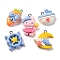 Cartoon Opaque Resin Pendants, with Platinum Tone Iron Loops, Mixed Shapes, Mixed Color, 19~29.5x14~21.5x6~8.5mm, Hole: 2mm