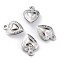 Brass Charms, Long-Lasting Plated, Heart, Platinum, 12x8.5x3.5mm, Hole: 1mm