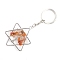 Gemstone Keychains, with Metal Split Rings, Star, 10x5cm