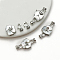 Brass Fold Over Clasps, with Shell, Flower, Platinum, 35x17mm