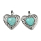 Synthetic Turquoise Peach Love Heart Pendants, Rack Plating Brass Hollow Heart Charms, Cadmium Free & Lead Free, 29.5x30.5x7.5mm, Hole: 7.5x5mm