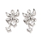 Brass Micro Pave Clear Cubic Zirconia Pendants, Bowknot, Real Platinum Plated, 16.5x10.5x2mm, Hole: 1.4mm