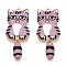 Alloy Enamel Pendants, Golden, Cat Charm, Gainsboro, 39x15.5x2mm, Hole: 2mm
