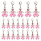 Awareness Ribbon Alloy Enamel Pendant Decoration, with Alloy Lobster Claw Clasps, Platinum, 36mm, 30pcs/set