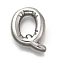 304 Stainless Steel Pendants, Letter Charm, Anti-Tarnish, Letter Q, 21x16x5mm, Hole: 3.4x2mm