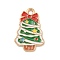 Christmas Theme Alloy Enamel Pendants, Light Gold, Christmas Tree, 22.5x15x1.2mm, Hole: 2mm