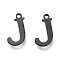 304 Stainless Steel Charms, Laser Cut, Alphabet, Electrophoresis Black, Letter.J, 12x6.5x0.8mm, Hole: 1mm