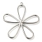 Anti-Tarnish 304 Stainless Steel Pendants, Flower Charm, Stainless Steel Color, 41x40x2mm, Hole: 1.6mm