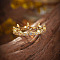 Crown Brass Micro Pave Clear Cubic Zirconia Finger Rings for Women, Golden, US Size 8(18.1mm)
