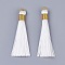 Polyester Tassel Big Pendant Decorations, White, 83mm, Hole: 8x6.5mm
