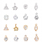 Alloy Pendants, with Cubic Zirconia, Flat Round & Teardrop & Crown & Bowknot & Flower& Heart & Star, Mixed Color, 64pcs/box