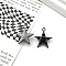 Alloy Pendants, with Resin Rhinestone, Star, Jet, 19x17mm