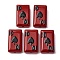 Baking Paint Glass Enamel Beads, Hand Painted Beads, Playing Card, Dark Red, 24.5~25x14.5~15x7.5~8.5mm, Hole: 1.6~1.8mm