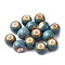 Handmade Porcelain Beads, Round, Steel Blue, 6~7x5~6mm, Hole: 2mm