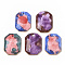 Handmade Porcelain Pendants, Ornamental with Gold, Rectangle, Mixed Color, 26x19x5mm, Hole: 1.8mm