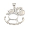 Rack Plating Brass Sew on Prong Settings, Claw Settings for Pointed Back Rhinestone, Open Back Settings, Wooden Horse, Platinum, 32x35.5x6.5mm, Hole: 6x4.5mm, Tray: 15x9.5mm