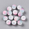 Frosted Baking Painted Crackle Glass Beads with Glitter Powder, Two Tone, Round, Pearl Pink, 6x5.5mm, Hole: 1.4mm, about 3330pcs/1000g