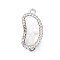 Brass Micro Pave Clear Cubic Zirconia Box Clasps, with Shell Epoxy Resin, Cashew Nut, Platinum, 17.5x9x8mm, Hole: 1.2mm