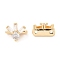 Brass Connector Charms, with Clear Glass, Oval Links, Real 18K Gold Plated, 10.5x13x7.5mm, Hole: 1.2mm