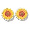 Printed Wood Beads, Sunflower, Gold, 19.5x5.5~6mm, Hole: 2.5mm
