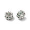 Long-Lasting Plated Brass Micro Pave Clear Cubic Zirconia Beads, Flower, Large Hole Bead, Platinum, 7.9x4.3mm, Hole: 4.1mm