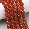 Natural Agate Beads Strands, Dyed & Heated, Faceted, Round, FireBrick, 10mm, Hole: 0.8mm, about 37pcs/strand, 14.96''(38cm)