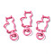 Spray Painted Eco-Friendly Alloy Swivel Snap Hooks Clasps, Cadmium Free & Nickel Free & Lead Free, Cat, Hot Pink, 40x20x7mm, Hole: 5x9mm