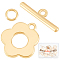 Beebeecraft 10 Sets 18K Gold Plated Toggle Jewelry Clasps Connectors Flower Toggle T Bar Clasps Sets for Necklace Bracelet Earring Making, 14.5x13mm