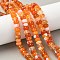 Natural Banded Agate Beads Strands, Dyed & Heated, Rondelle, Grade A, Coral, 8~8.5x5mm, Hole: 1mm, about 76~77pcs/strand, 14.76~14.96 inch(37.5~38cm)
