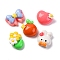 Cartoon Opaque Resin Decoden Cabochons, Mixed Shapes, Mixed Color, 15~20x15.5~21x7.5~8.5mm