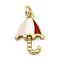 Brass Enamel Charms, with Jump Rings, Umbrella Charm, Real 18K Gold Plated, Colorful, 14.5x10x4mm, Hole: 2mm