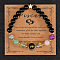 12 Zodiac Sign Natural Black Obsidian Round Beads Stretch Bracelets for Men Women, iwth Blue sandstone & Glass, Pisces, Inner Diameter: 2-3/8 inch(6cm)