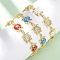 Brass Micro Pave Clear Cubic Zirconia Link Bracelets for Women, Tortoise, with Enamel, Long-Lasting Plated, Rack Plating, Lead Free & Cadmium Free, Real 18K Gold Plated, Mixed Color, 8-1/8 inch(20.5cm)