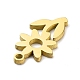 304ステンレス鋼チャーム  レーザー切断  花のチャーム  ゴールドカラー  13.5x7x1mm  穴：1mm STAS-D036-02G-2
