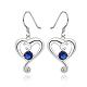 Heart Brass Cubic Zirconia Dangle Earrings EJEW-BB09811-1