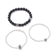 3 Stück 3 Stil runde synthetische schwarze Stein- und Hämatit-Perlen-Stretch-Armbänder im Set BJEW-JB07688-03-4