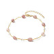 Ensemble de bracelets de cheville en perles de quartz fraise naturelle pour fille femme AJEW-AN00450-03-3