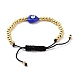 Enamel Evil Eye Heart & Brass Braided Bead Bracelet for Women KK-E033-18G-4