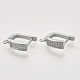 Brass Micro Pave Cubic Zirconia Hoop Earring Findings with Latch Back Closure KK-T048-022P-NF-1