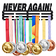 Superdant Never Again Sportler Sport Medaillenaufhänger Auszeichnungen Bandhalter Medaillenhaken Display Wandregal Rahmen Display Rack hält 10-15 kg Sportlergeschenk aus ODIS-WH0021-728-1