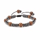 Bracelet en bois de wengé naturel et perles tressées en hématite synthétique BJEW-JB07933-1