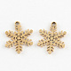 Light Gold Tone Alloy Snowflake Pendants PALLOY-R037-02-1