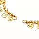 Redondo plano con cara sonriente hechizos de pulsera de latón AJEW-JB01070-02-2