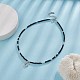 Collier pendentif lune en zircone cubique claire avec des chaînes de perles d'onyx noir naturel pour les femmes NJEW-JN04271-01-6