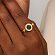 ローマ数字真鍮指輪  フラットラウンドシグネットリング  ゴールドカラー  内径：19mm IJ4807-08-3