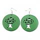Filigree Flat Round with Tree of Life Wood Dangle Earrings EJEW-F0090-08A-1